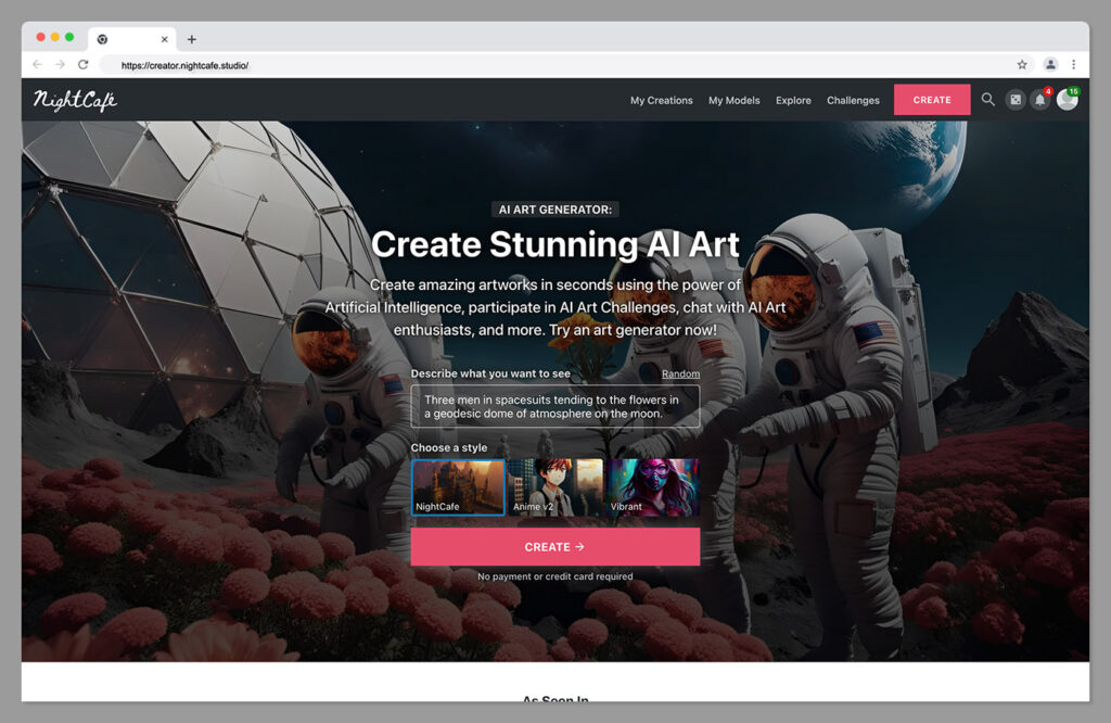 NightCafe - best ai art generators