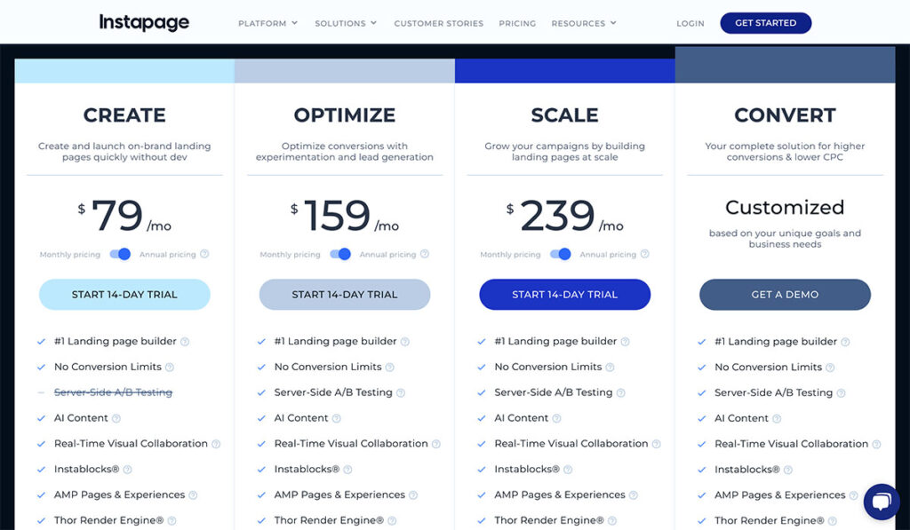 instapage pricing
