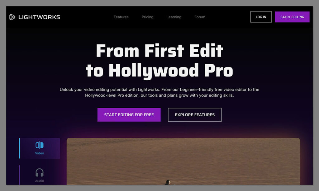 Lightworks homepage