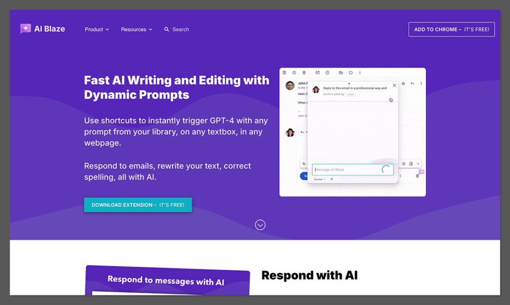 ai blaze homepage