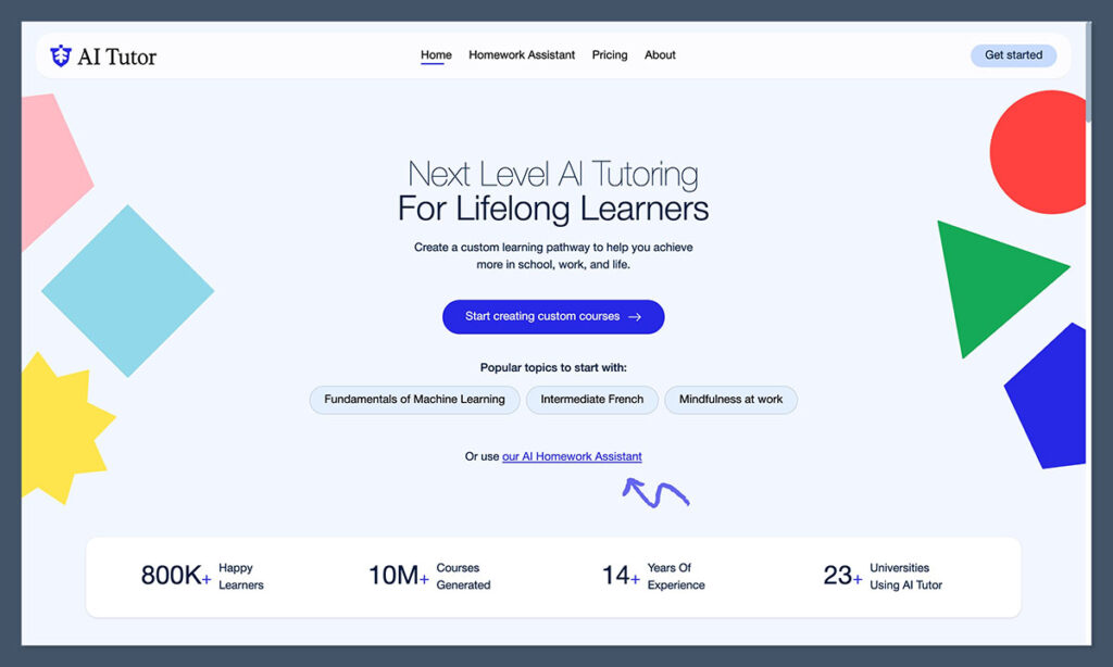 ai tutor homepage