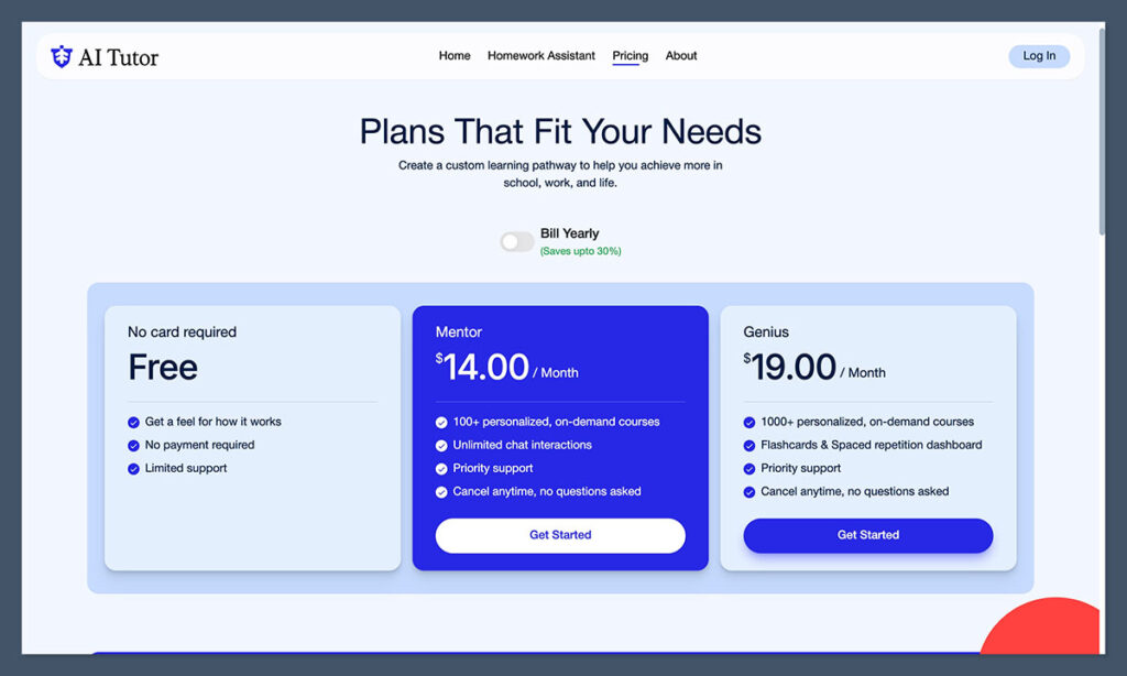 ai tutor pricing