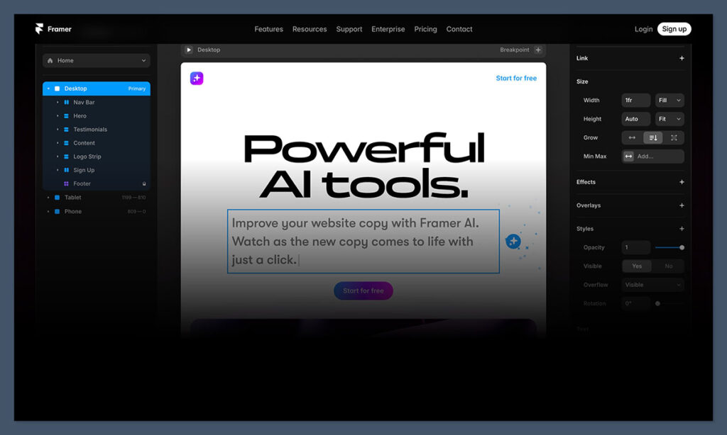 framer ai features